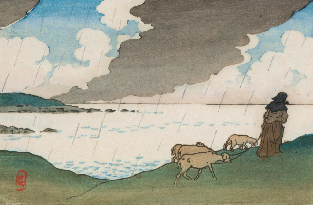 「ブルターニュ風景 にわか雨（サン＝ブリアック）」 アンリ・リヴィエール （1890年） | フランスの浮世絵師 アンリ・リヴィエール展より