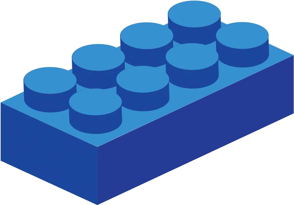 4種類のブロック玩具のイラストとベクター | 青色