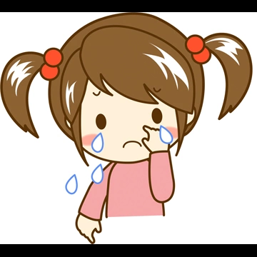 4種類の泣いている女の子のイラストとベクター