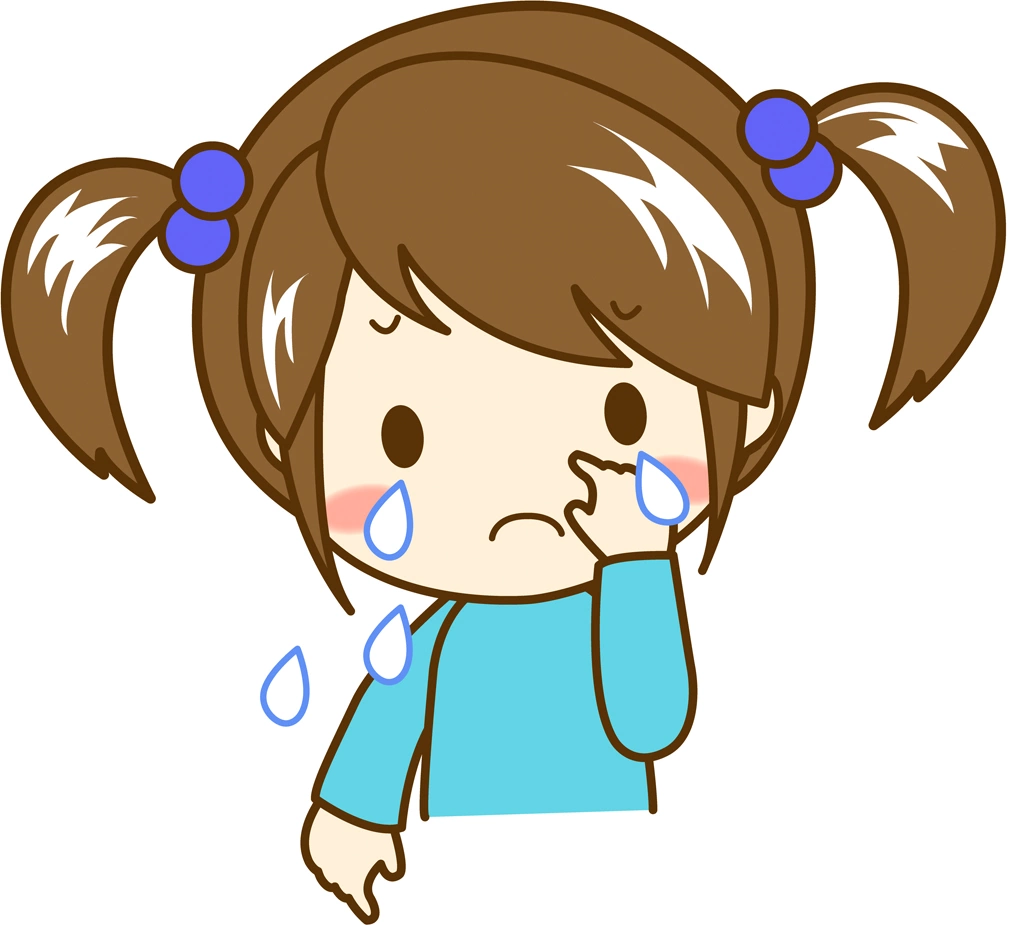 4種類の泣いている女の子のイラストとベクター | 水色