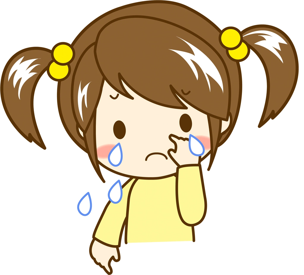4種類の泣いている女の子のイラストとベクター | 黄色