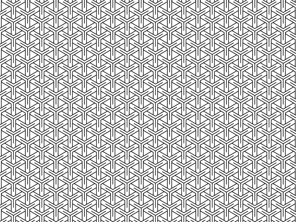 6種類の組亀甲模様の背景イラストとベクター | 黒色と白色