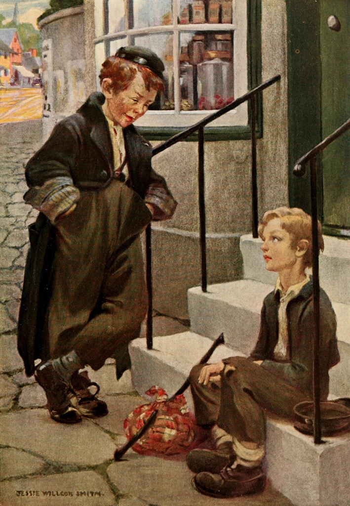 「オリバーと狡猾なドジャーの初めての出会い （オリバー・ツイスト）」 ジェシー・ウィルコックス・スミス | ディケンズの子供たちより