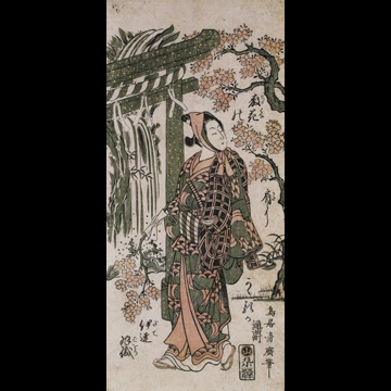 「桜の枝を持つ伊達若衆」 鳥居清広 （1751-64年）