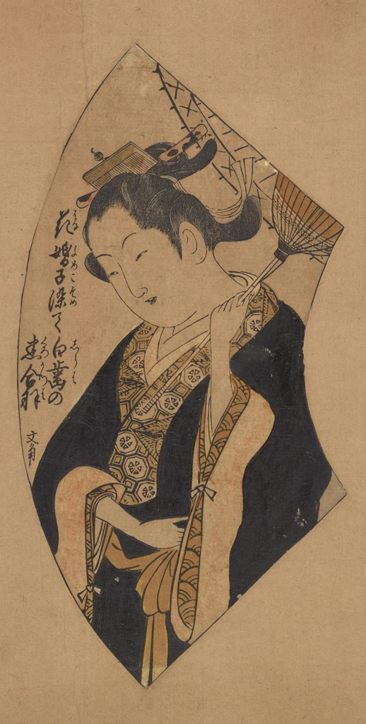 「黒合羽の女」 奥村政信 （1736-41年頃） | 2