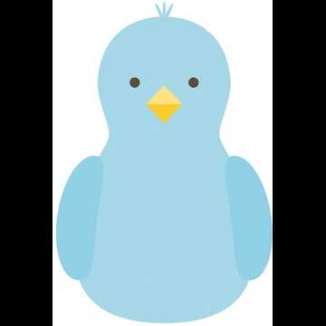 5種類の正面を向いた鳥のイラストとベクター