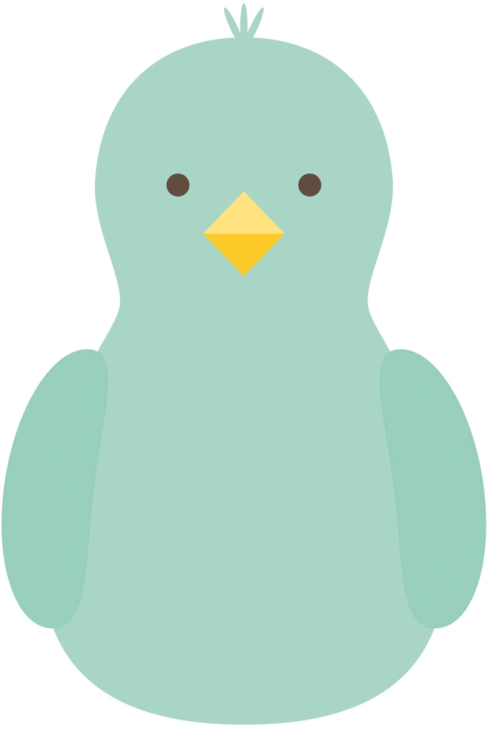 5種類の正面を向いた鳥のイラストとベクター | 緑色