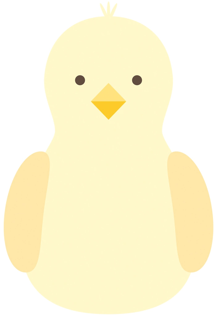 5種類の正面を向いた鳥のイラストとベクター | 黄色