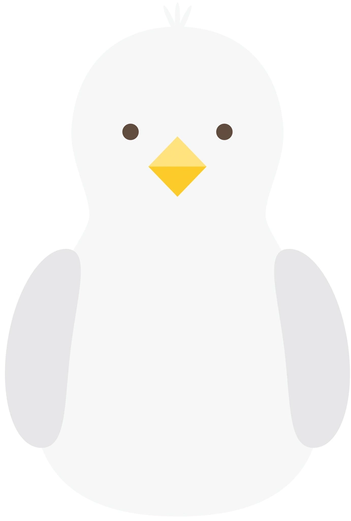 5種類の正面を向いた鳥のイラストとベクター | 白色