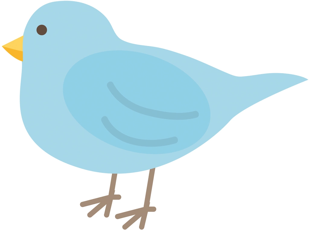 5種類の横を向いた鳥のイラストとベクター | 青色