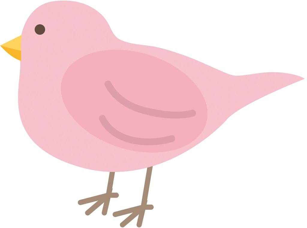 5種類の横を向いた鳥のイラストとベクター | ピンク色