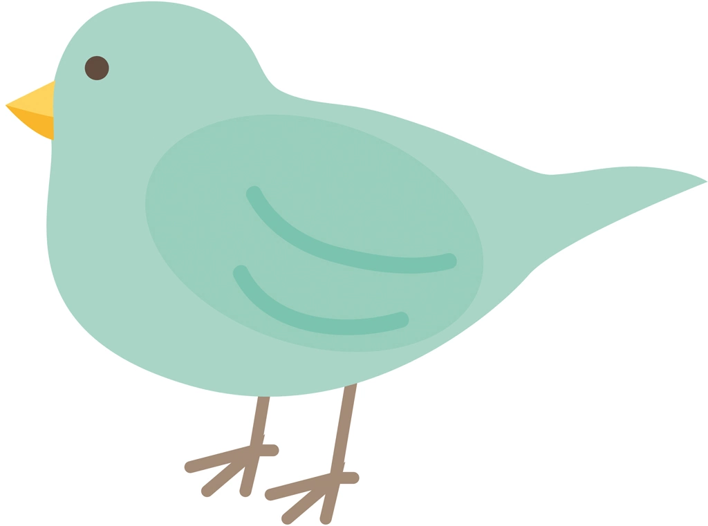 5種類の横を向いた鳥のイラストとベクター | 緑色