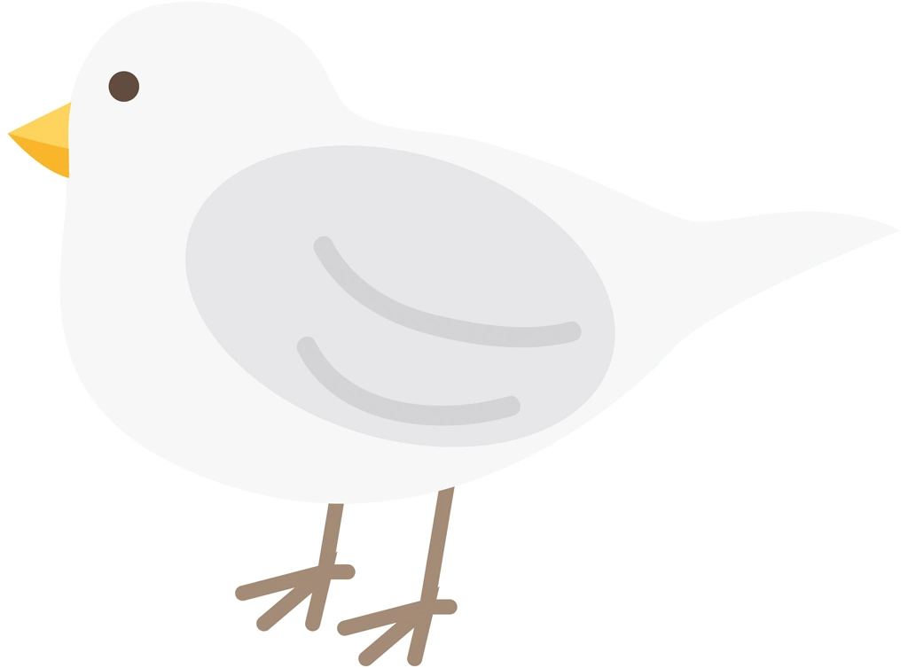 5種類の横を向いた鳥のイラストとベクター | 白色