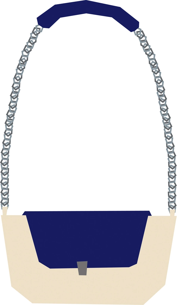 3種類のショルダーバッグのイラストとベクター | アイボリー色と青色