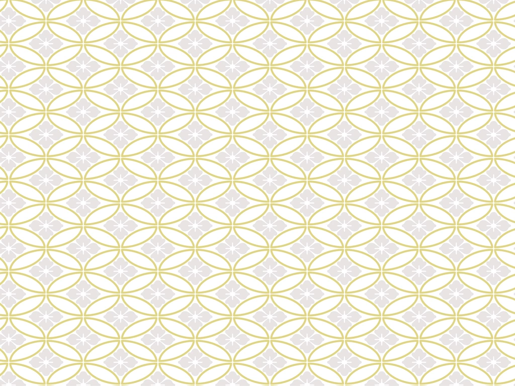 6種類の七宝と花菱文様の背景イラストとベクター | 白色と金色