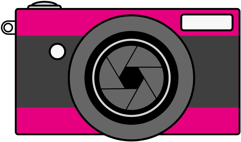 6種類のカメラのイラストとベクター | ピンク色