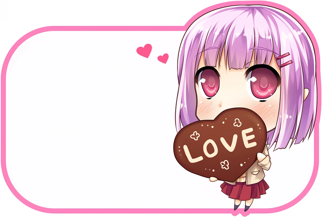 3種類のバレンタインデーの日の少女のイラスト | バレンタインチョコを持った少女のメッセージカード