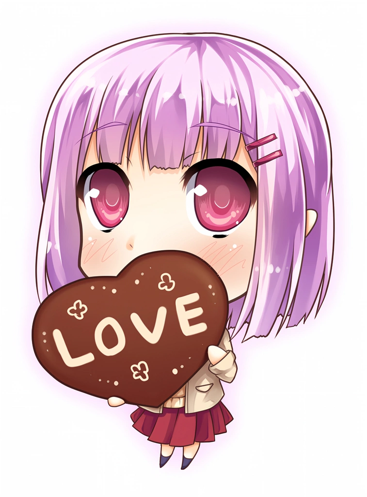 3種類のバレンタインデーの日の少女のイラスト | バレンタインチョコを持った少女