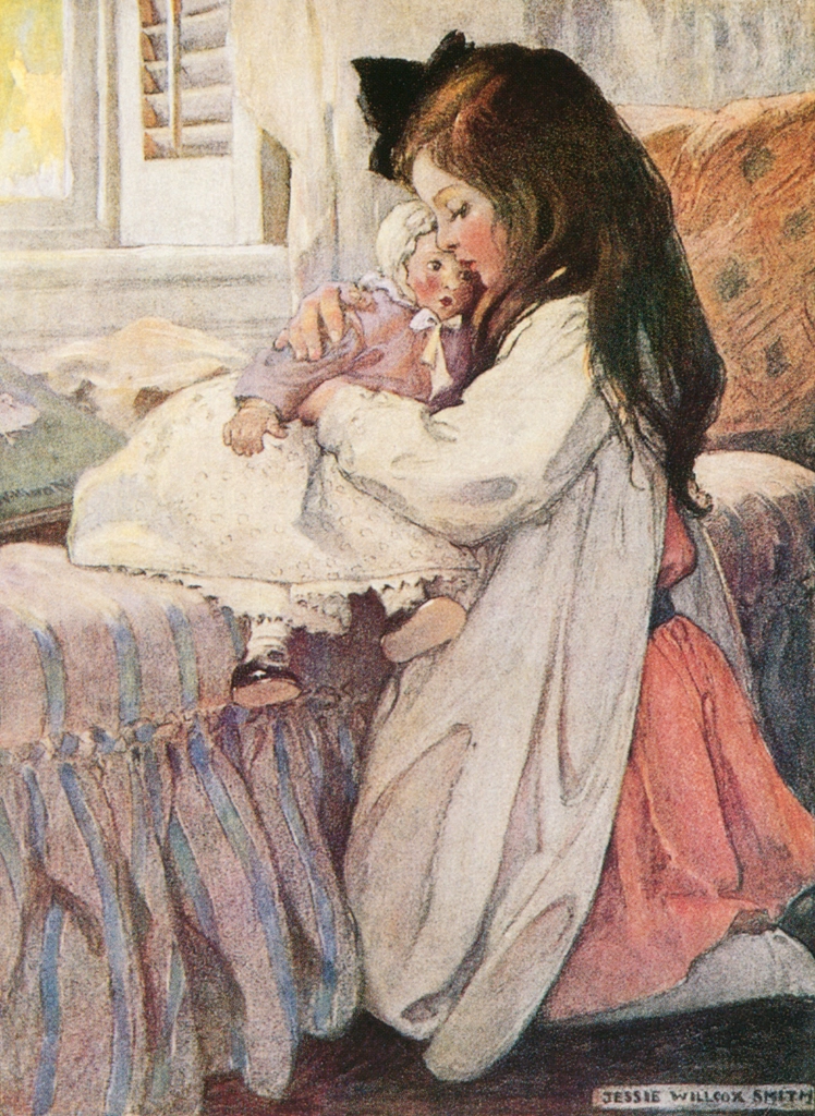 「すると恋人は炉のようにため息をついた （The Seven Ages of Childhood）」 ジェシー・ウィルコックス・スミス （1909年） | Jessie Willcox Smith: American Illustratorより