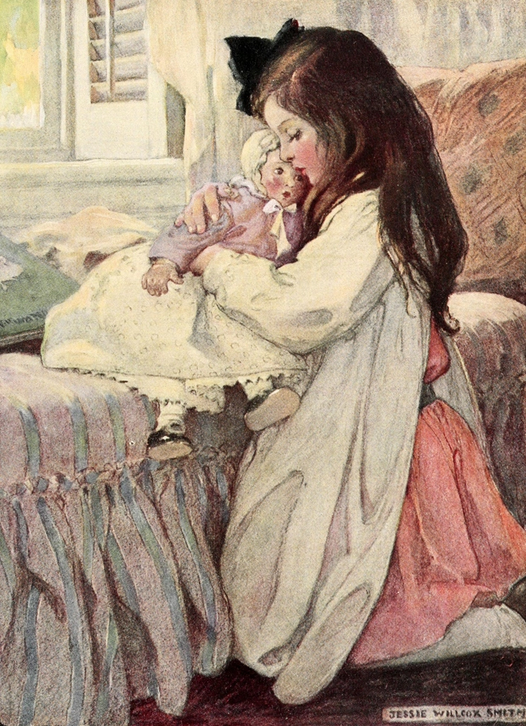 「すると恋人は炉のようにため息をついた （The Seven Ages of Childhood）」 ジェシー・ウィルコックス・スミス （1909年） | The Seven Ages of Childhoodより