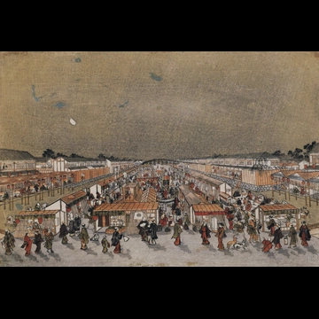 「浮絵洛陽四条河原夕涼」 歌川豊春 （1772-81年）