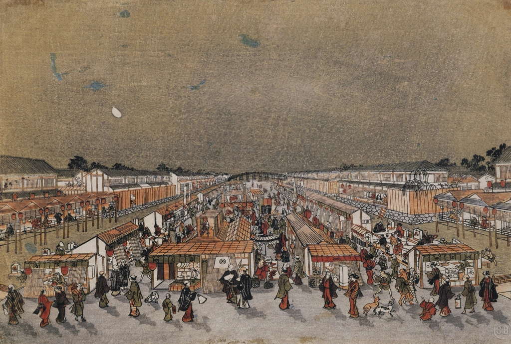 「浮絵洛陽四条河原夕涼」 歌川豊春 （1772-81年） | 秘蔵浮世絵大観 (別巻) チェスター・ビーティより