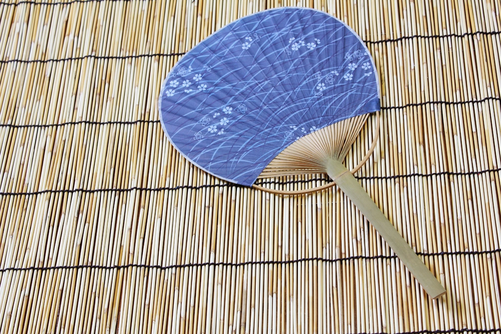 2種類のうちわの写真 | 簾の上のうちわ