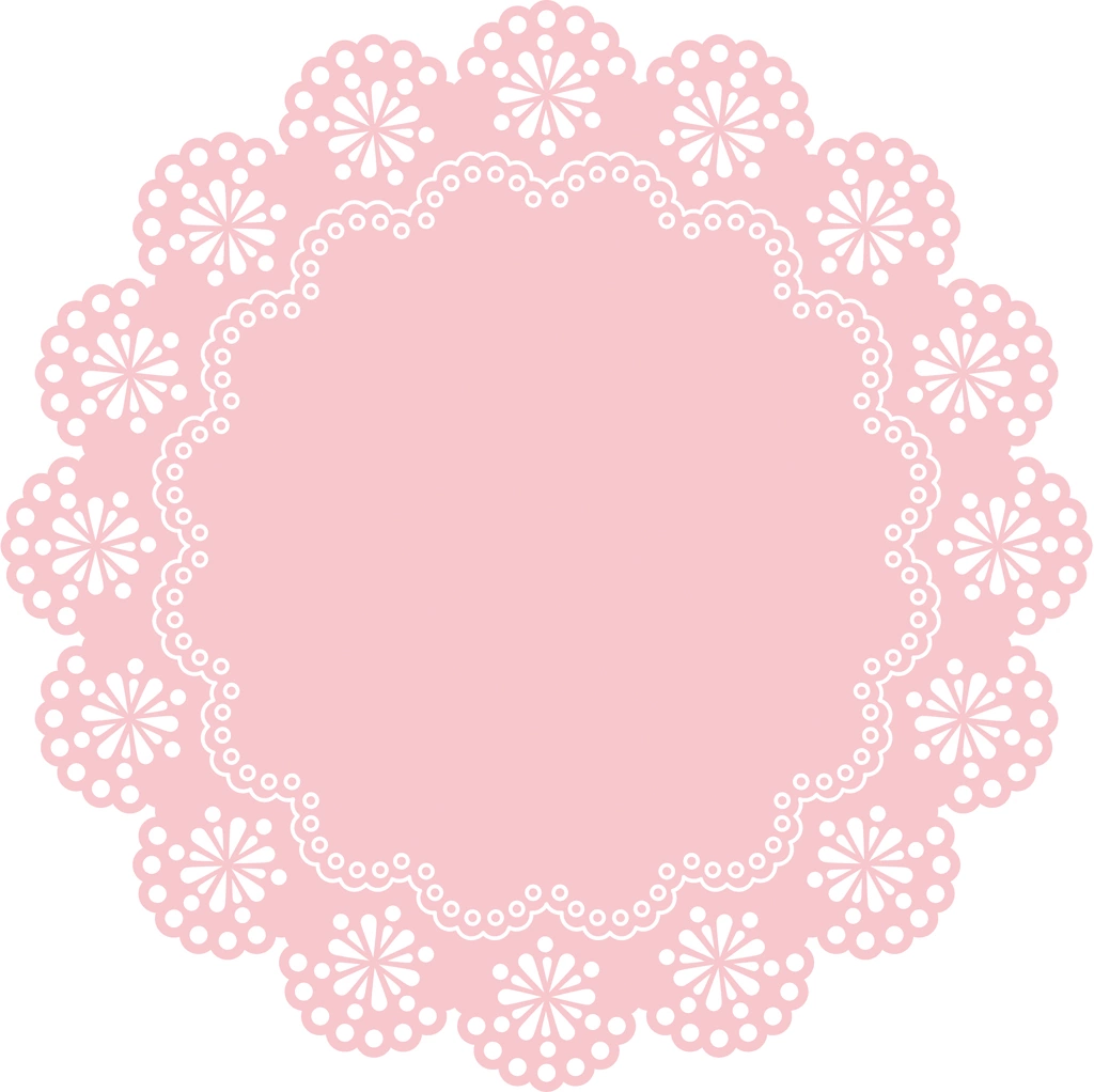 5種類の丸いレース飾りのイラストとベクター | ピンク色
