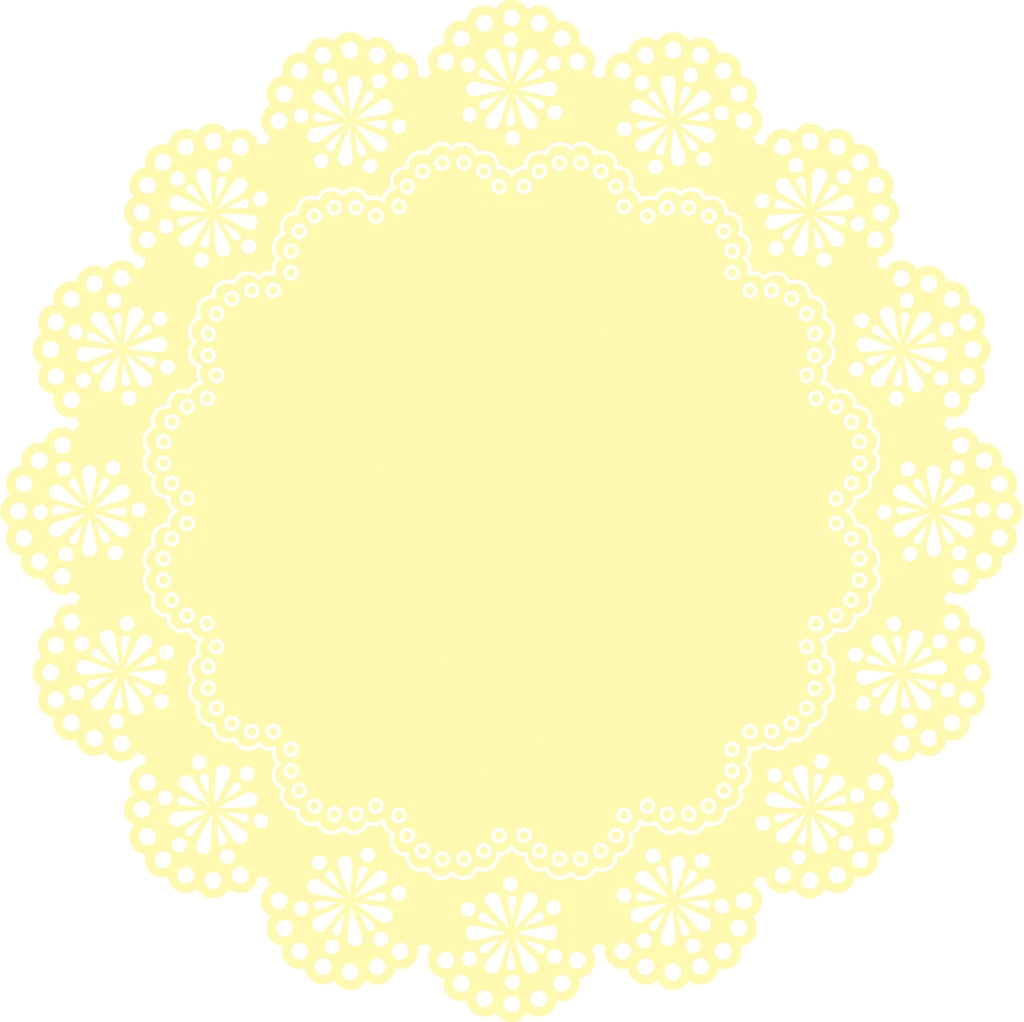 5種類の丸いレース飾りのイラストとベクター | 黄色