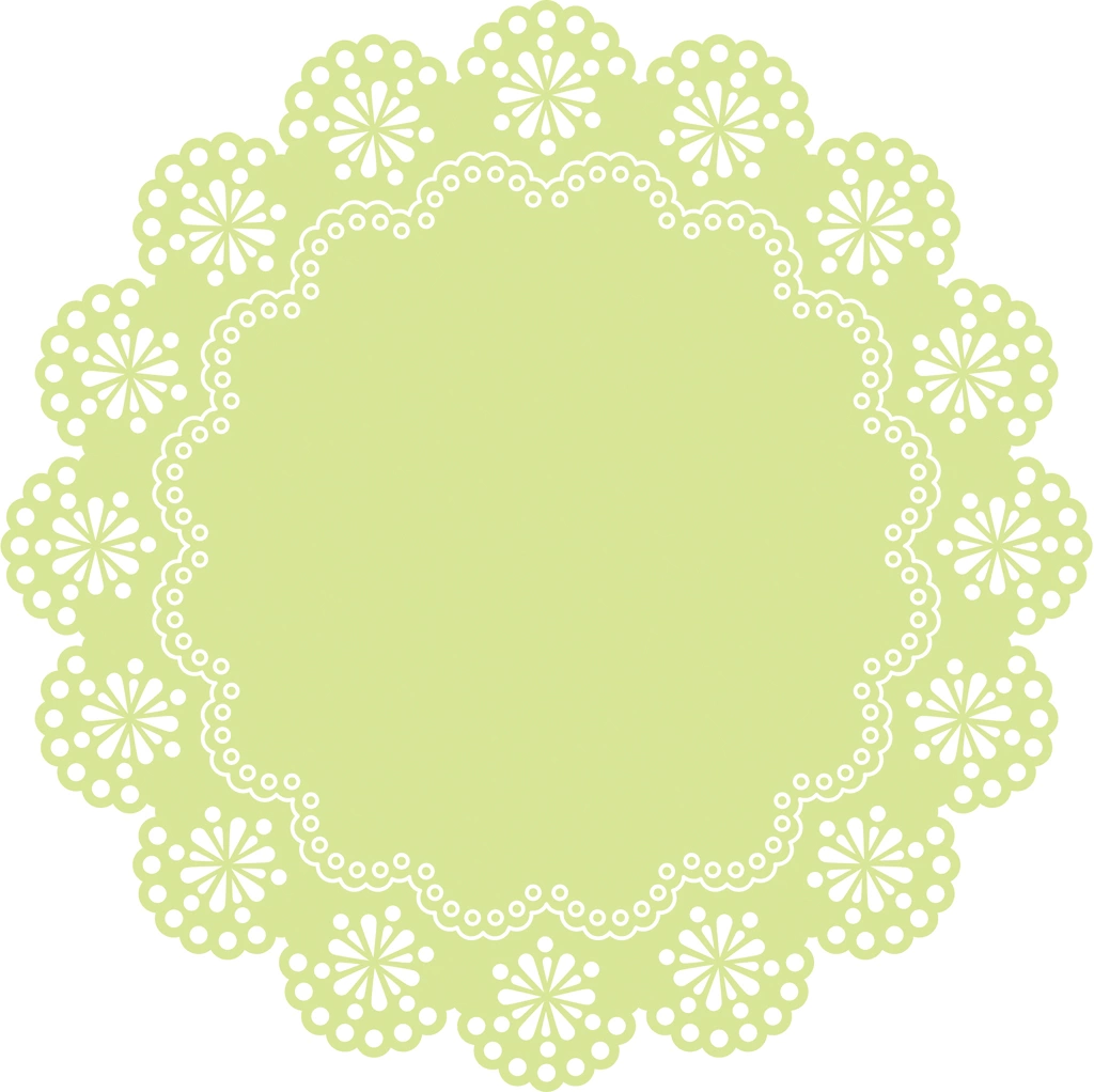 5種類の丸いレース飾りのイラストとベクター | 緑色