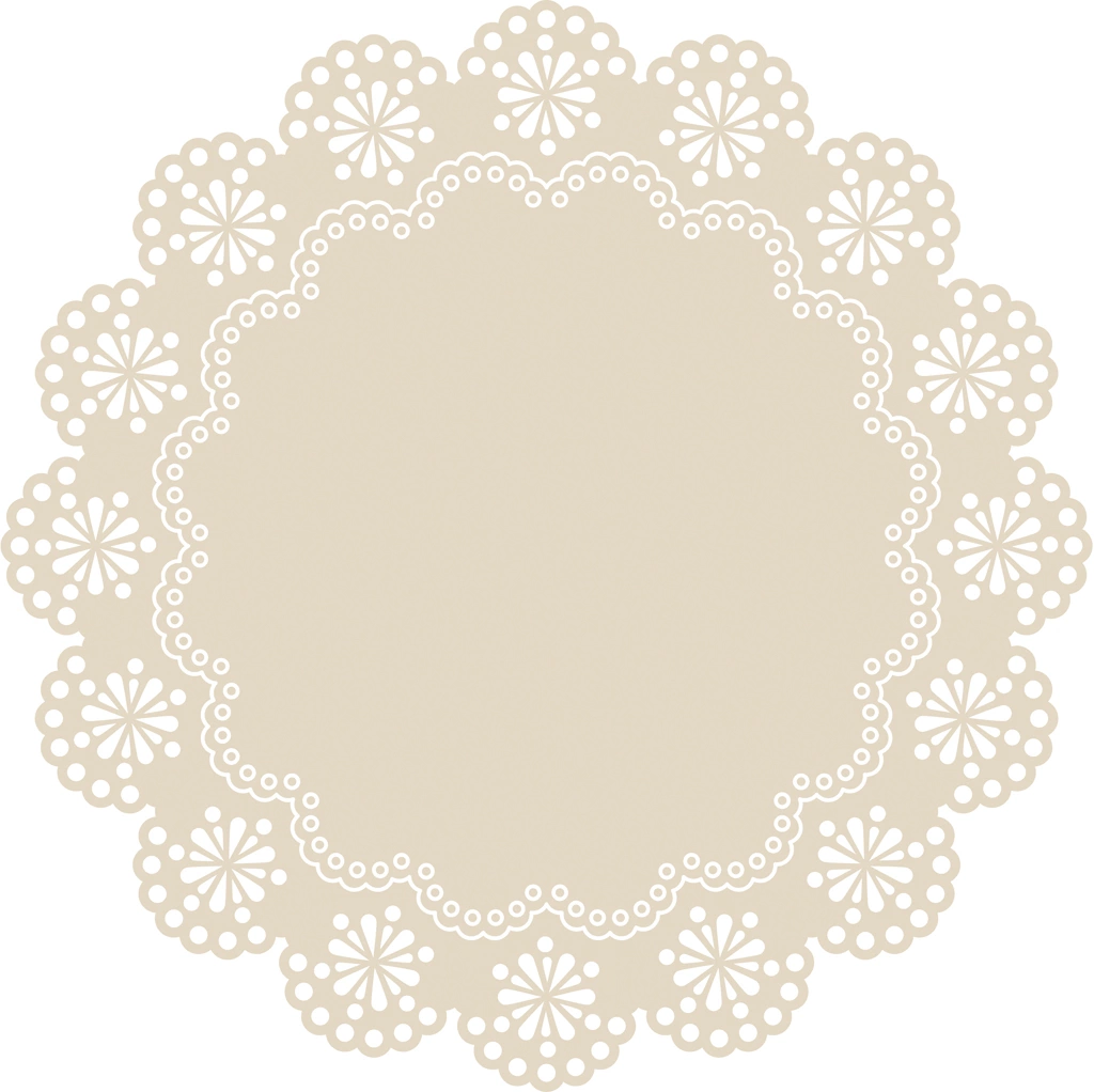 5種類の丸いレース飾りのイラストとベクター | アイボリー色