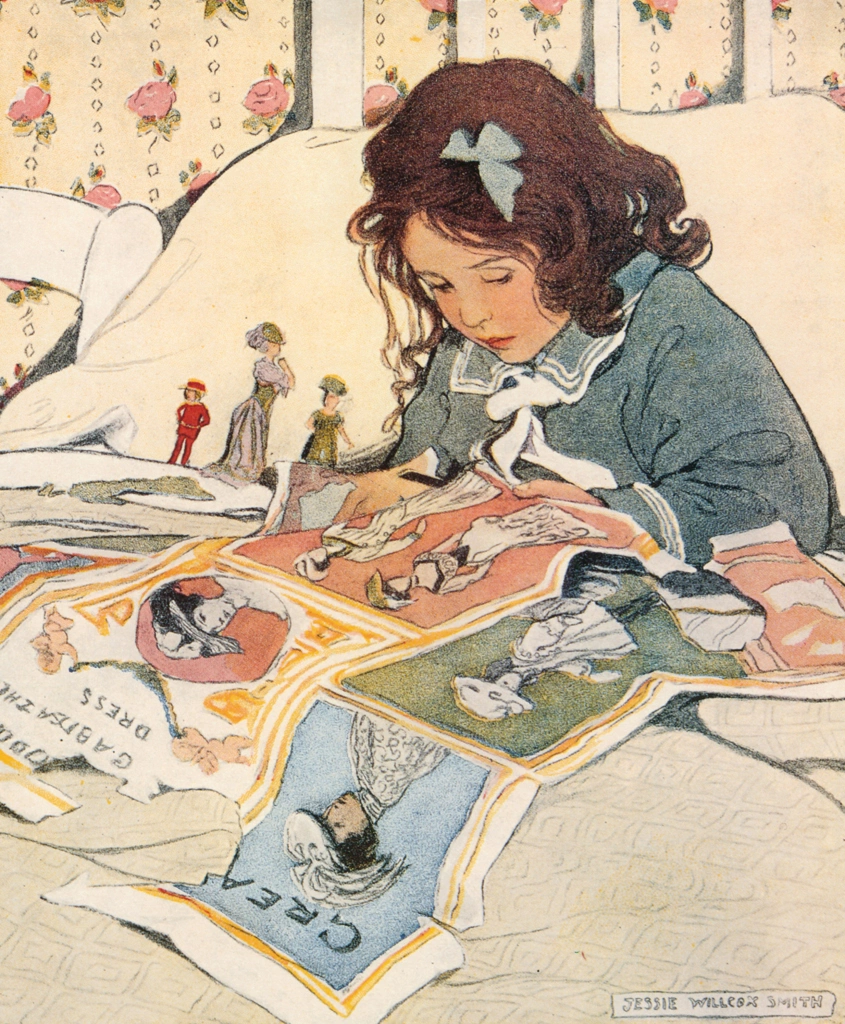 「絵入り新聞 （The Bed-Time Book）」 ジェシー・ウィルコックス・スミス （1907年） | Jessie Willcox Smith: American Illustratorより