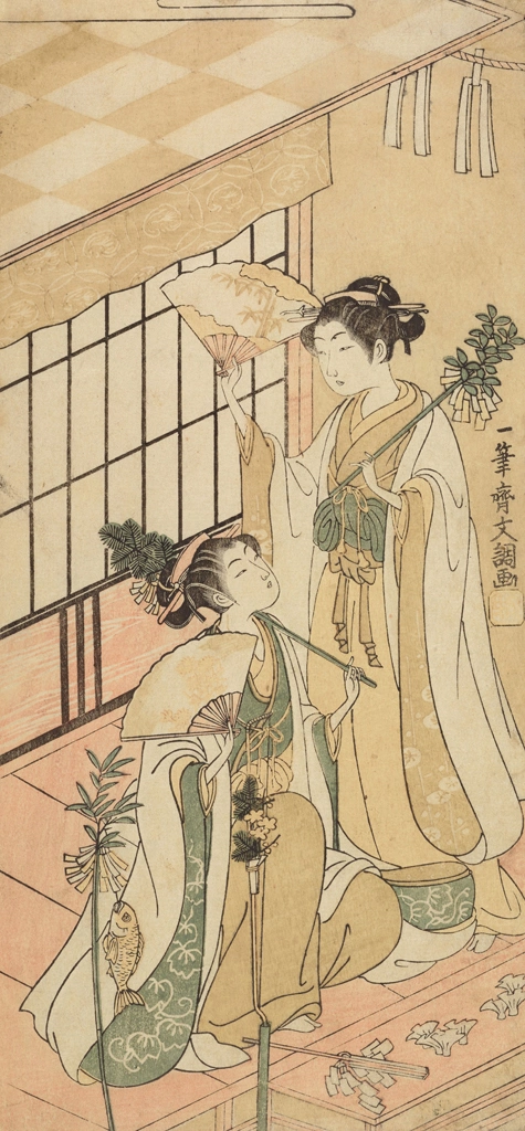 「神楽を舞う巫女」 一筆斎文調 （1769年） | 2