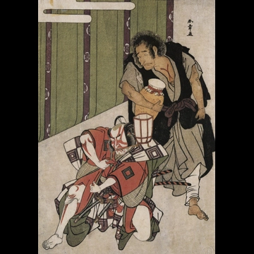 「五代目市川團十郎の狼谷のわん鉄と四代目市川團蔵の鎌倉権五郎景政」 勝川春章 （1778年）