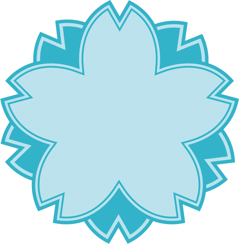 5種類の桜の花のマークのイラストとベクター | 水色