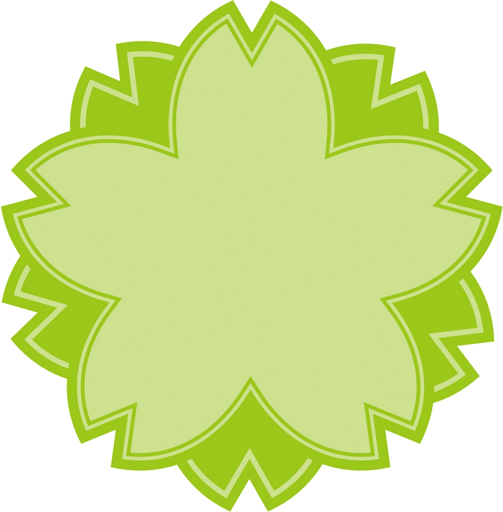 5種類の桜の花のマークのイラストとベクター | 黄緑色