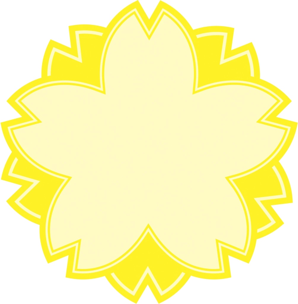 5種類の桜の花のマークのイラストとベクター | 黄色