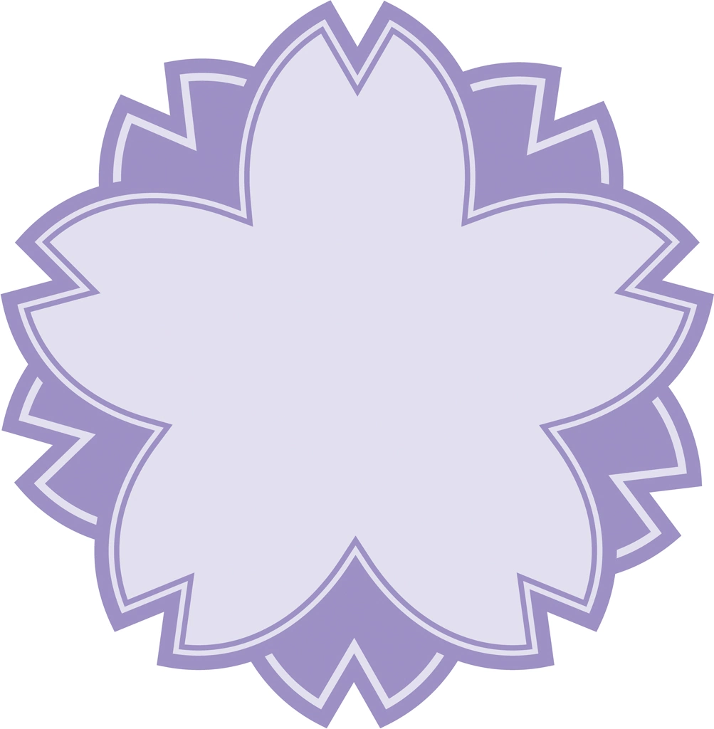 5種類の桜の花のマークのイラストとベクター | 紫色