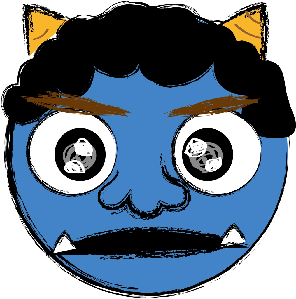 4種類の鬼の頭のイラストとベクター | 青鬼