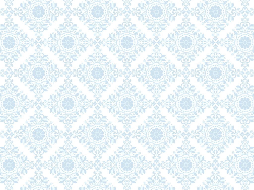 6種類の菊紋と更紗模様の背景イラストとベクター | 薄青色と白色