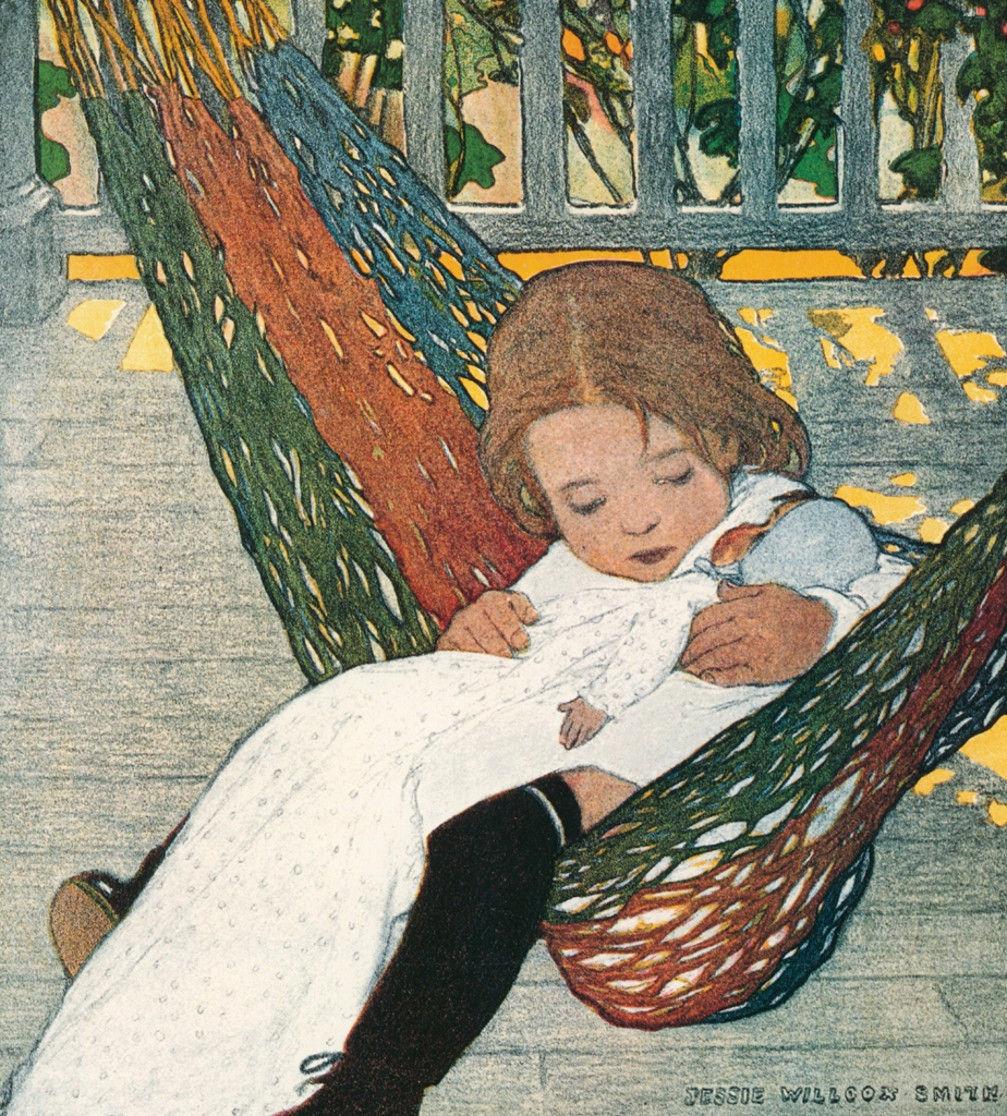 「ハンモックの上で （子供の本）」 ジェシー・ウィルコックス・スミス （1903年） | Jessie Willcox Smith: American Illustratorより
