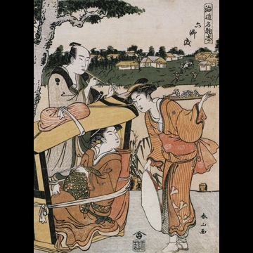 「海道名物志 六郷渡」 勝川春山 （1789-1801年）