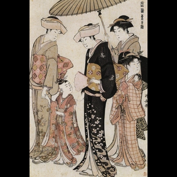 「風俗東之錦 姫君と侍女四人」 鳥居清長 （1783-85年頃）