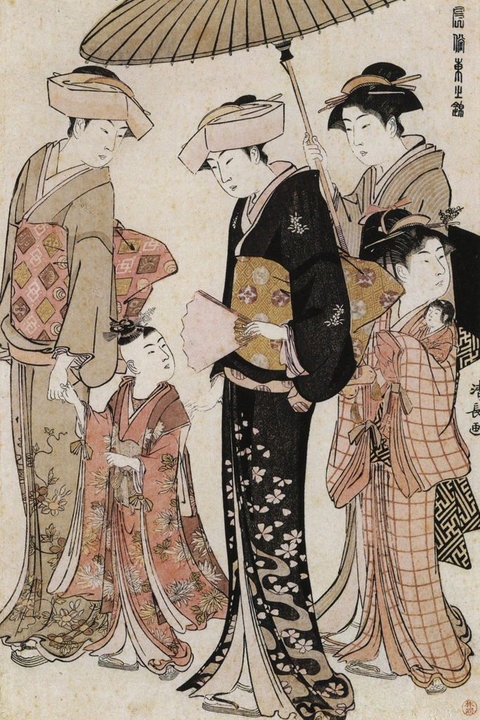 「風俗東之錦 姫君と侍女四人」 鳥居清長 （1783-85年頃） | 秘蔵浮世絵大観 (別巻) チェスター・ビーティより