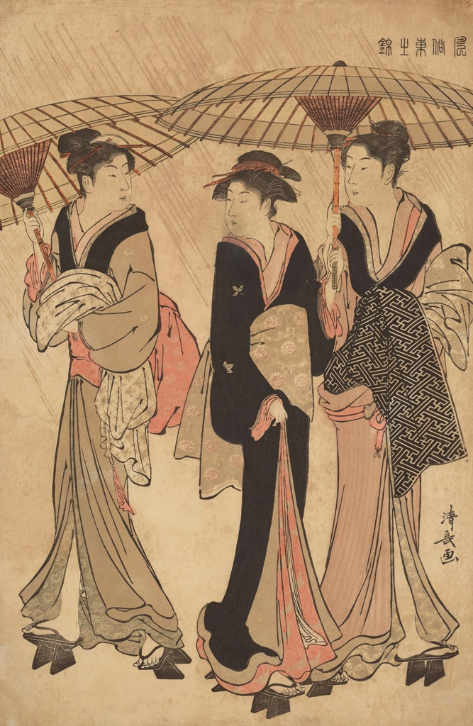 「風俗東之錦 雨中の湯帰り」 鳥居清長 （1783-85年頃） | 2
