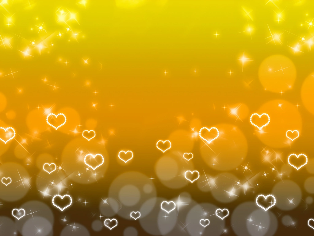 4種類のきらめく光とハートの背景イラスト | 金色