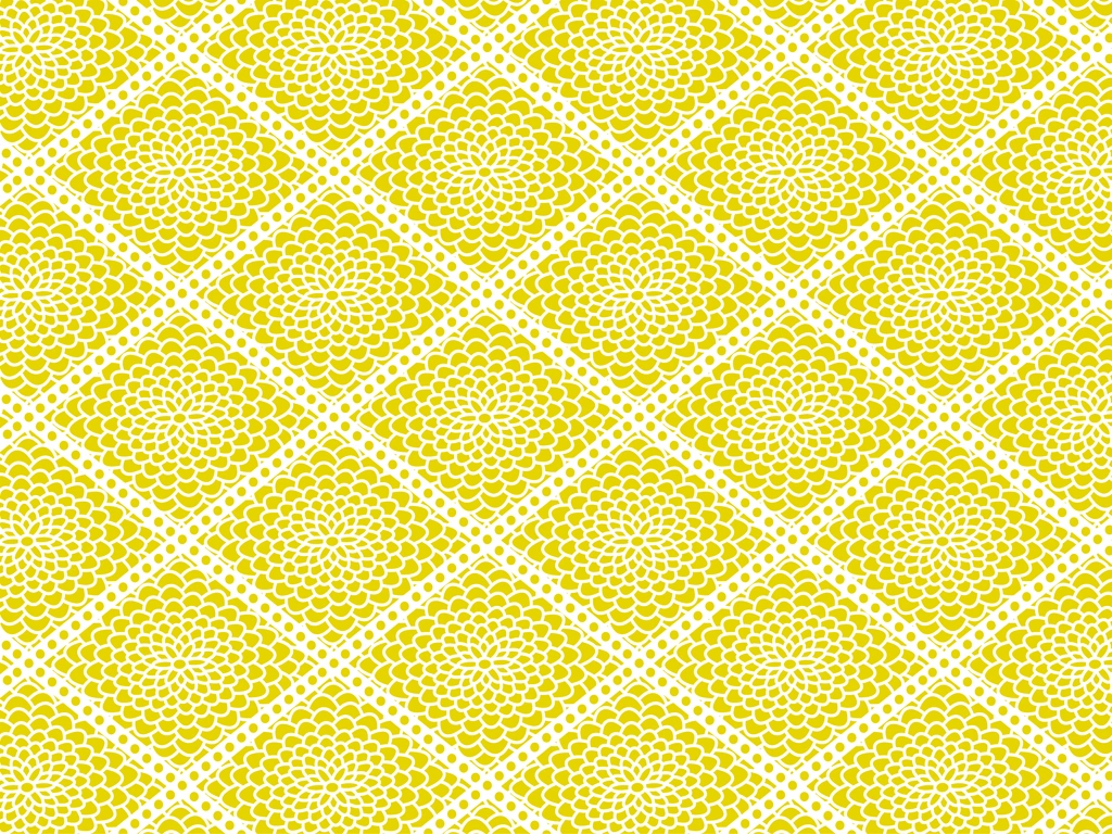 5種類の菊と斜め格子柄の背景イラストとベクター | 黄色と白色