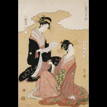 「遊君六歌仙 角玉屋春日野・越前屋和国」 鳥文斎栄之 （1789-1801年）