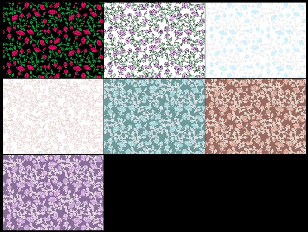花更紗柄模様の背景イラストとベクター