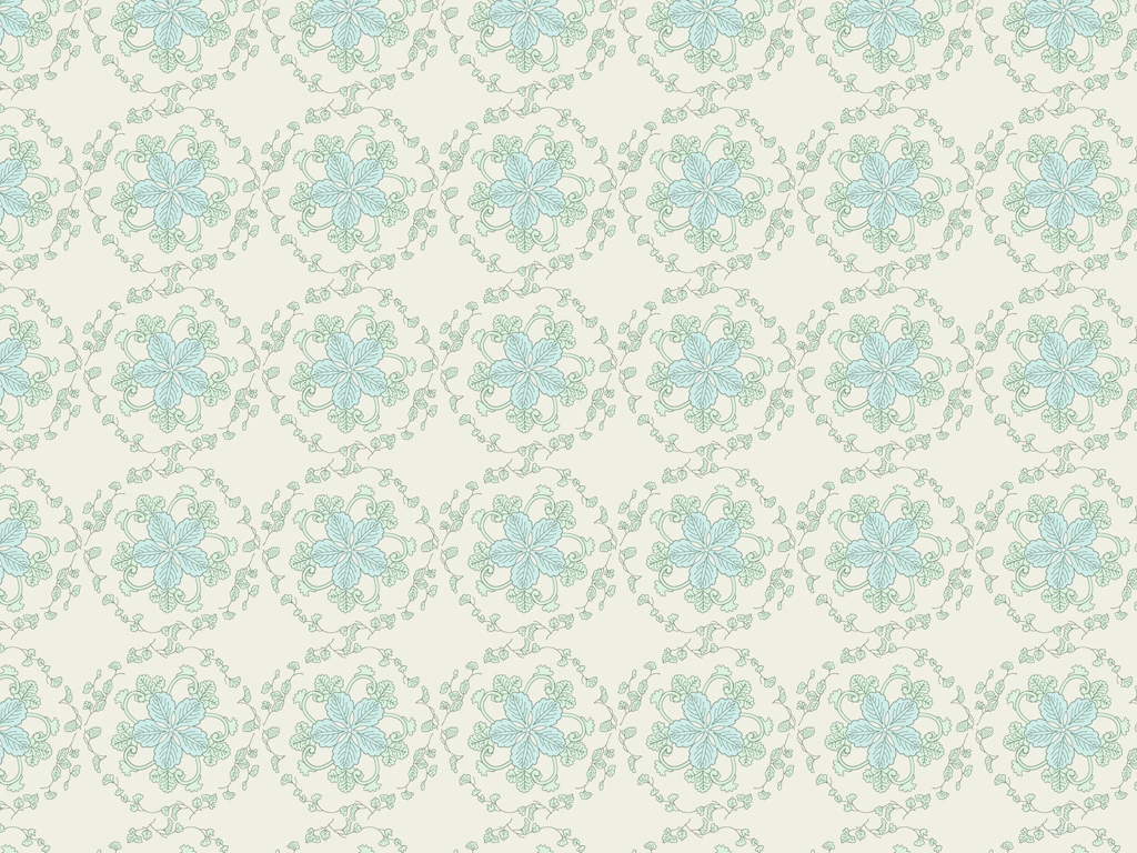 丸い花柄模様の背景イラストとベクター&nbsp;-&nbsp;薄青緑色とアイボリー色